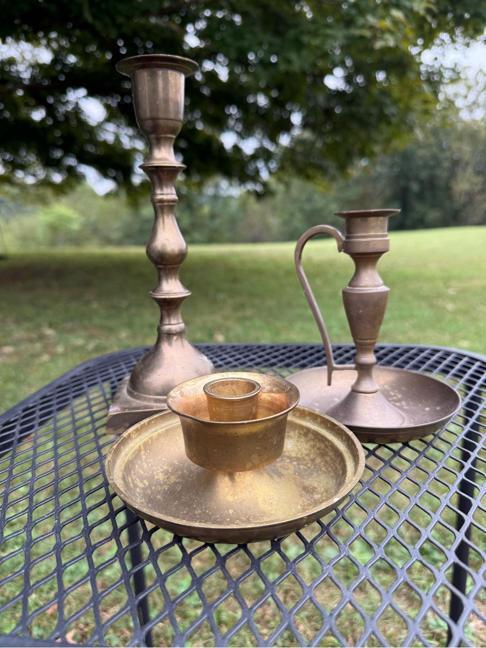 Vintage solid brass candlestick holders